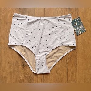 Kortni Jeane white/cream Starry Skies High-waisted Swim Bottoms- LARGE